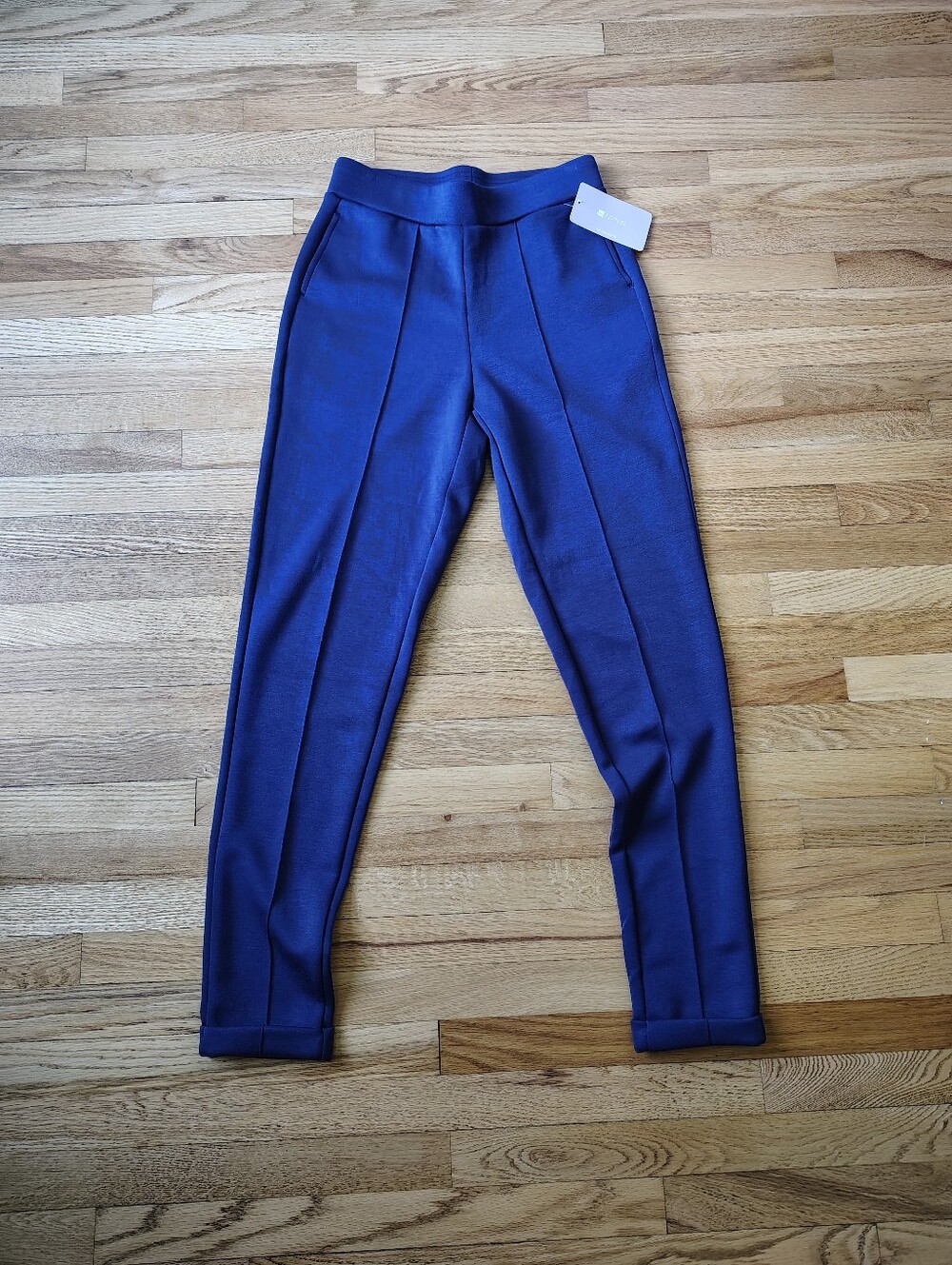 AFITNE Royal Blue Pintuck Dress Pants | High Waisted Elastic Pull-On Slacks - S